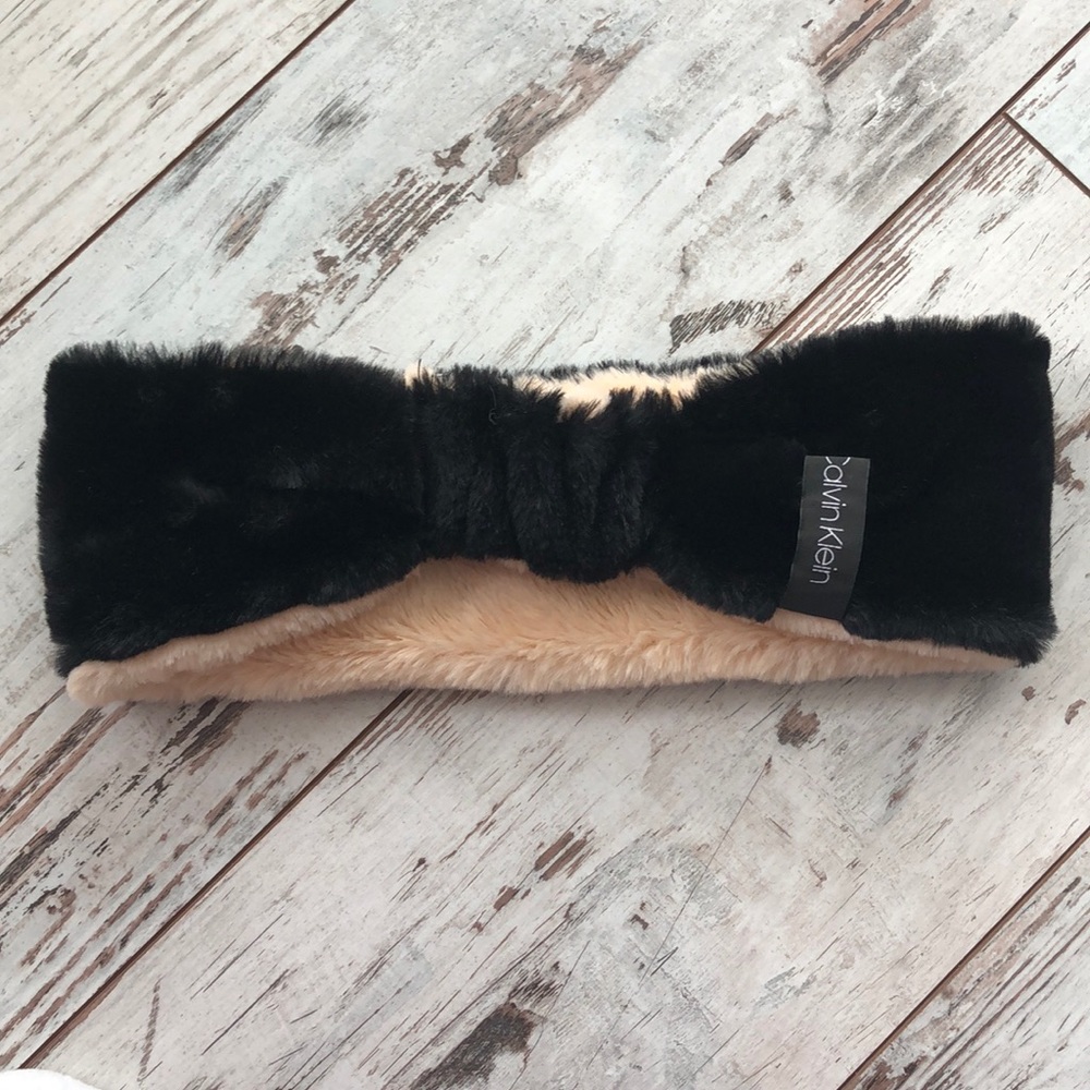 Calvin Klein faux fur reversible headband
